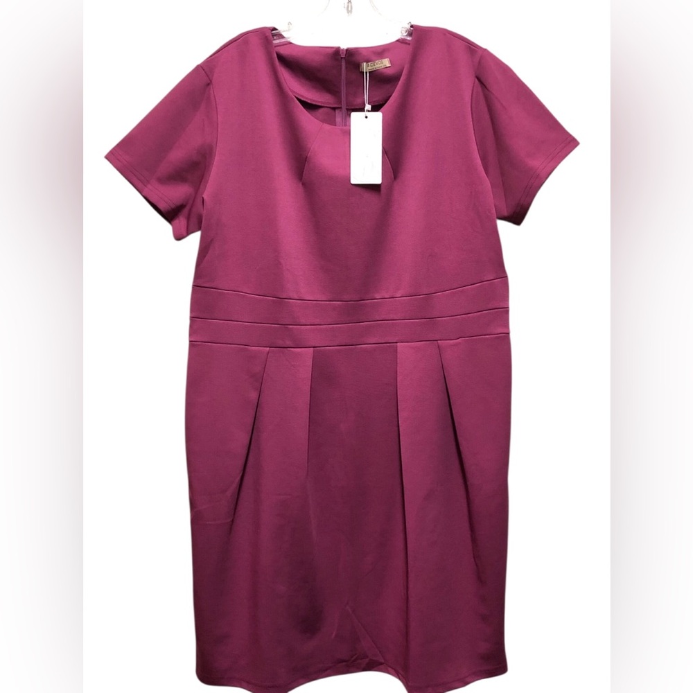 ACEVOG N.W.T.‎ Elegant Purple Short Sleeve Dress.Size XXL Work,Retro, Business.